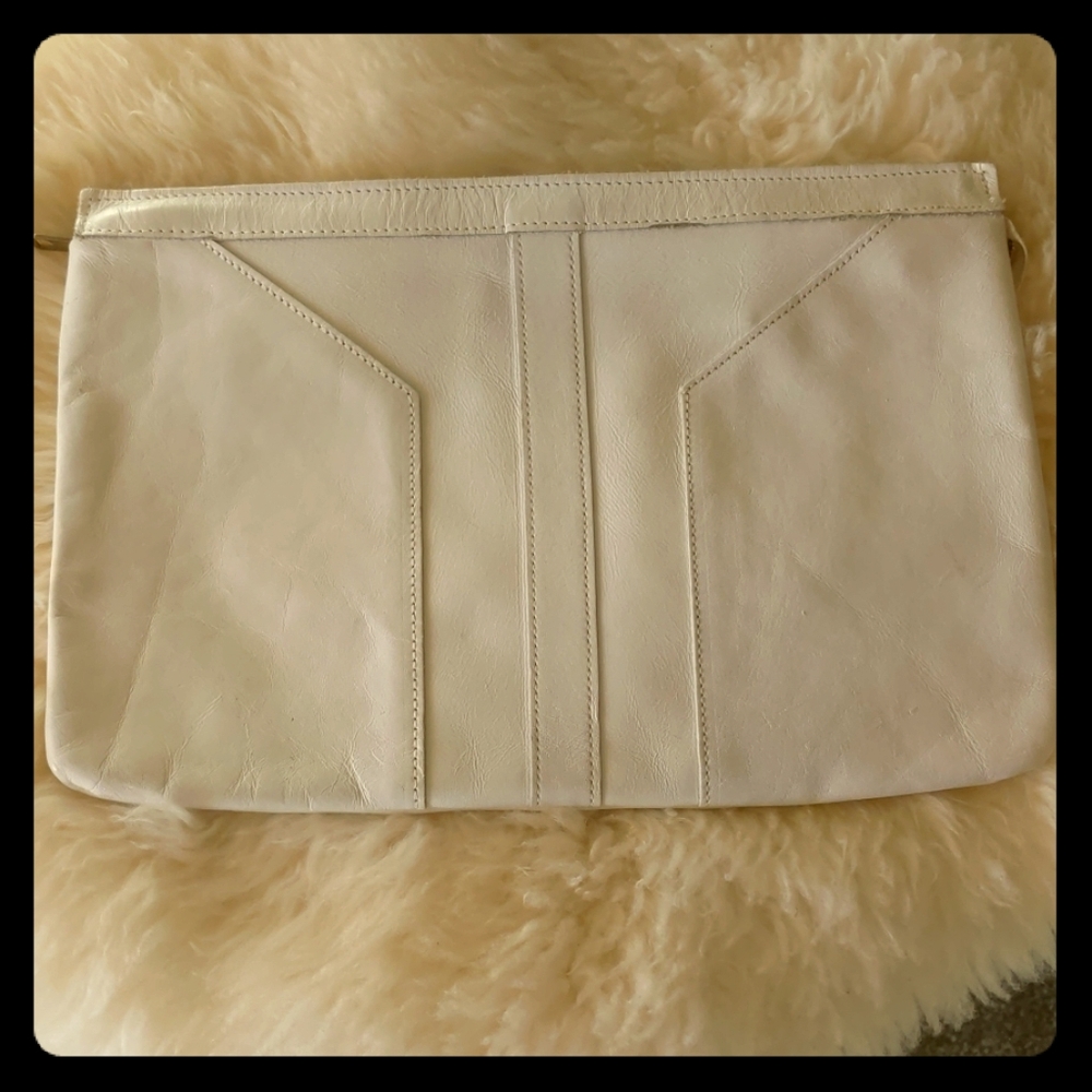 Vintage white leather clutch